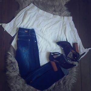 White off the shoulder shirt